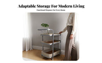 Versatile Use Saddle Leather Storage Trolley Space Saving Wheeled End Table Long-Lasting Construction Bedside Nightstand with Wheels Carbon Steel Frame for Apartment Dwellers, Office Workers, Living Room, Bedroom, Small Areas, Bathroom
