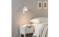 Built-in Switch Wall Lamp with Reading Light Modern Design Bedside Reading Light Adjustable Head Rotatable Wall Sconce Space Saving for Hotel, Study