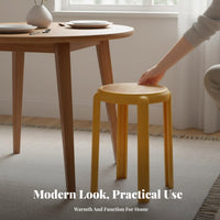 long-finaling Stackable Woven-Look Seat Sturdy Construction Round stacking Stool Space-Saving Design Backless Chair Easy to Clean for Homeowners, Students, educators, Living Room, Kitchen, Balcony, Patio