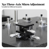 Aluminum Alloy XYZ Axis Manual Stage Stable Performance XYZ 3 Axis Sliding Table Strong Load Capacity Manual Fine-Tuning Sliding Table Wear Resistant for Technicians, Researchers, Laboratoryoratory Oratory, Optical Experiments, Manufacturing