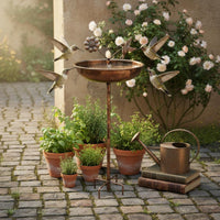 Feathered Bath Weatherproof Garden Bird Feeder Bowl Rustproof Outdoor Decor for Backyard