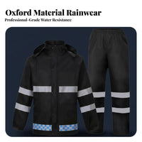 Reflective Rain Suit High Visibility Rain Jacket and Pants Breathable Material Reflective Waterproof Suit for Men, Motorcycling, Hiking, Camping