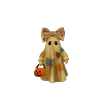 Spooky Witch Figurine Resin Specters Figurine with Pumpkin Bucket Miniature Sculpture for Mantel, Office Desk
