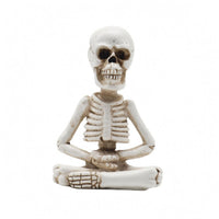 Weathered Finish Skeleton Figurine Seated Resin Skeleton Compact Skull Figurine Tabletop