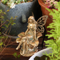 Garden Nymph Ornament Hand-Painted Look Winged Fairy Figurine Bright Colors Fairy Garden Sculpture