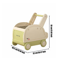 Young Child Push Toy Storage Multi-Functional Rolling Toy Chest Large Capacity Push Along Pusher with Storage for Young Children, Infants