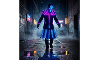 Rechargeable LED Performance Costume with Skull Helmet Futuristic LED Costume Illuminated Light-up Outfit for Performers, Cosplayers