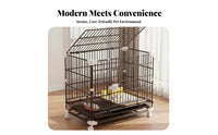 Easy to Clean Dog Enclosure with Toilet Tray Rust-Proof Heavy Duty Dog Crate 360° Caster Wheels Heavy Duty Pet Kennel Multi-Door Entry for Cat Owners, Indoor