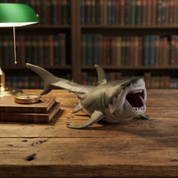 Megalodon Shark Figurine Detailed Fangs Megalodon Shark Toy Gray and White