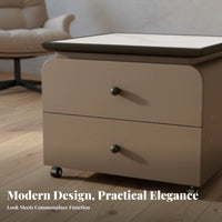 Square Nightstand with Drawer Luxury Aesthetic Bedside Storage Cabinet