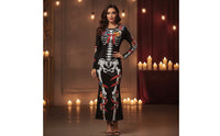Skeleton Print Dress Fitted Apparel Dramatic for Costume Parties, Women