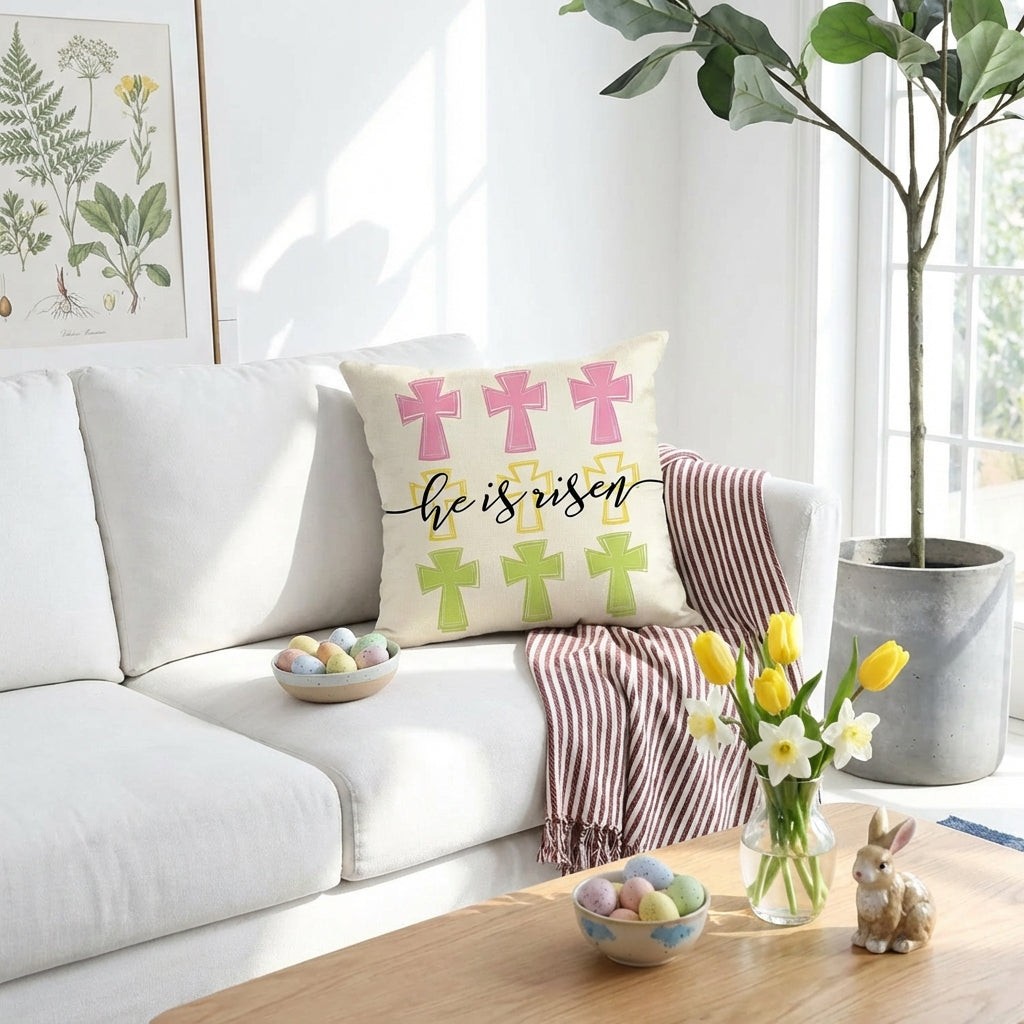 Easter Pillow Cover Linen Cushion Covers Throw Pillowcase for Home Sofa Living Room