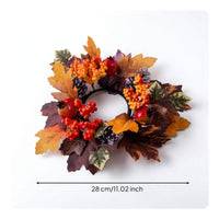 Autumn Candle Wreath Thanksgiving Fall Candle Wreath Table Centerpiece Wreath Harvest Seasonal for Hosts, Mantel, Entryway