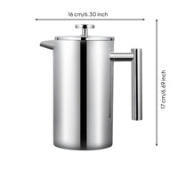 Insulated French Press with Double-Wall Minimalist French Press Coffee Pot Lightweight Cafetiere for Office