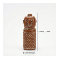 Distressed Human Bust Figurine Rustic Sculpture with Tribal Patterns Sculptural Tabletop Statue Cultural for Bookshelf, Office Desk