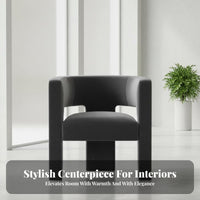 Nordic Aesthetic Upholstered U-Back Armchair Minimalist Design Single Sofa Sculptural Form Accent Chair Sturdy Wood Frame for Interior Designers, Business Owners, Living Room, Clubhouse, Reception Area, Reading Nook