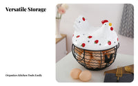 Strawberry Pattern Hen Basket Nordic Design Ceramic Chicken Lid Basket Hand-Painted Ceramic Hen Storage Container for Living Room, Dining Table