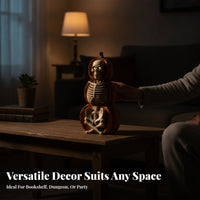 Traditional Orange Stacked Skeleton Pumpkin Figurine Powered Tabletop Ornament