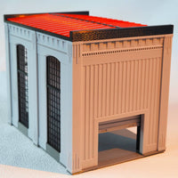 Red Roof 1:64 Garage Diorama Grid Openings Miniature Garage Model Molded Details Architectural Scene Model Black Trim