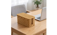 Cable Management Box Handwoven Organizer Box with Lid Sturdy Power Strips Organizer for Desk