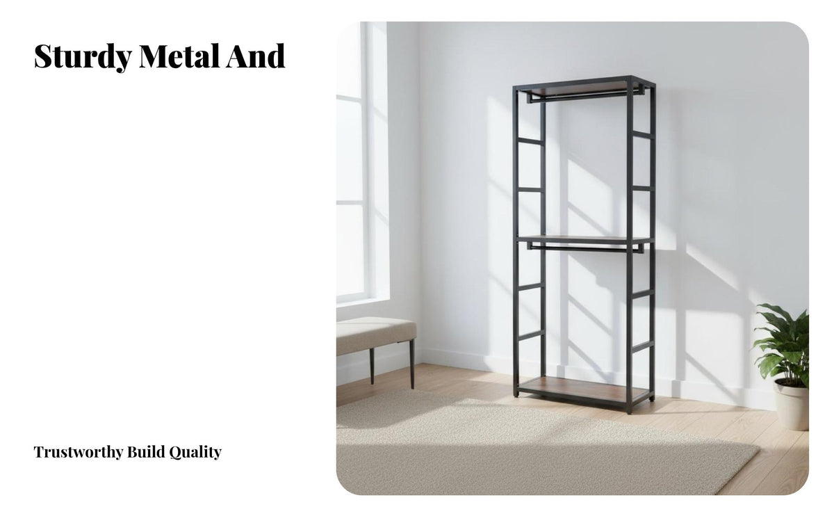 Exposed Concept Unrestricted Standing Closet System Large Capacity Multi-Section Clothing Organizer Space Saving Garment Rack Sturdy Frame for Apartment Dwellers, Homeowners, Families, Bedroom, Dressing Room, Basement