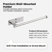 Dining Table and Pantry Stainless Steel Paper Towel Holder, Wall Mounted for Cling Film and Home Cooks