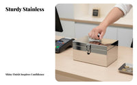 Heavy-Duty Combination Lock Box Large Capacity Portable Safe Box with Handle Lockable Case Donation Slot for Business Owners, Event Organizers, Office, Market Stall, Retail Shop, Dorm Room