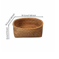 Natural Material Woven Rattan Basket Eco-Friendly Household Storage for Desktop