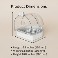 Hanging Bird Bath for Cage with Transparent Cover, External Basin for Parakeets and Parrots, Easy Clean Bowl, Large White Space Style