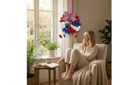 Artificial Patriotic Blossom Wreath Hanging Patriotic Wreath Reusable Door Decor with Flowers Indoor Outdoor for Wall, Entryway