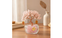 Feng Shui Prosperity Tree with Glass Base Miniature Crystal Prosperity Tree Wealth Ornament Prosperity for Desk, Office, Entryway