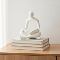 Reader Figurine Abstract Reading Statue Minimalist Sculpture with Book for Readers, Study, Office