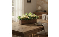 Faux Peony Centerpiece Decorative Fake Eucalyptus Centerpiece Realistic Flower Arrangement with Wooden Box for Dining Table