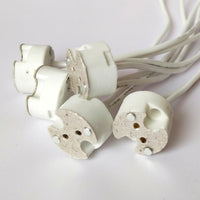 High Temperature Resistant Ceramic Lamp Holder with Wire, 2.5A Rated Current Halogen Bulb Holder for DIY Lighting, MR16 GU5 Connector Downlight