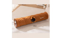 Foldable Cat Tunnel with Fuzzy Trim Indoor Collapsible Cat Tunnel Soft Pet Toy Cozy for Cats, Kittens, Apartments