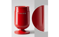 Trash Bin with Lid Glossy Hinged-Lid Garbage Can Cylindrical Pedestal Waste Bin for Kitchen, Office, Living Room