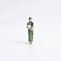 Qipao Figure 1/64 Scale Female Figurine Miniature with Qipao Dress Painted Model Standing for Collectors, Dioramas