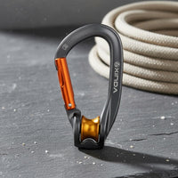 Heavy Duty Bearing Pulley Carabiner 25kN Strength Aerial Ropeway Pulley Clip 7075 Aluminum Alloy Screw Lock Carabiner Clip Lightweight for Climbers, Rappellers
