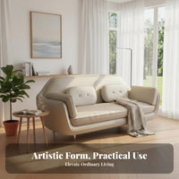 Sculptural Settee Waterproof Small Couch technical Fabric Upholstery Loveseat for Young Adults, Office Workers, Living Room, perusing corner, Bedroom