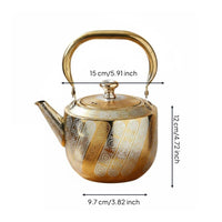 Middle Eastern Style Teapot Smooth Pouring Spout Stainless Steel Teapot Rust-Resistant Ornate Tea Kettle with Handle for Restaurant, Outdoor
