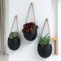Plant Pots for Indoor Plants and Flower Pots, Set of 3 Matte Ceramic Planter Wall Hanging for Home Office, Modern Minimalist Wall Planter