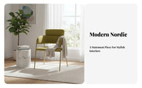 Nordic design Upholstered Side Chair Minimalist Design Upholstered Shell Chair Slim Metal Legs Lounge Seat Multi-Purpose for Interior Designers, Business Owners, Nail Salon, Makeup Room, Reception Area, Bedroom