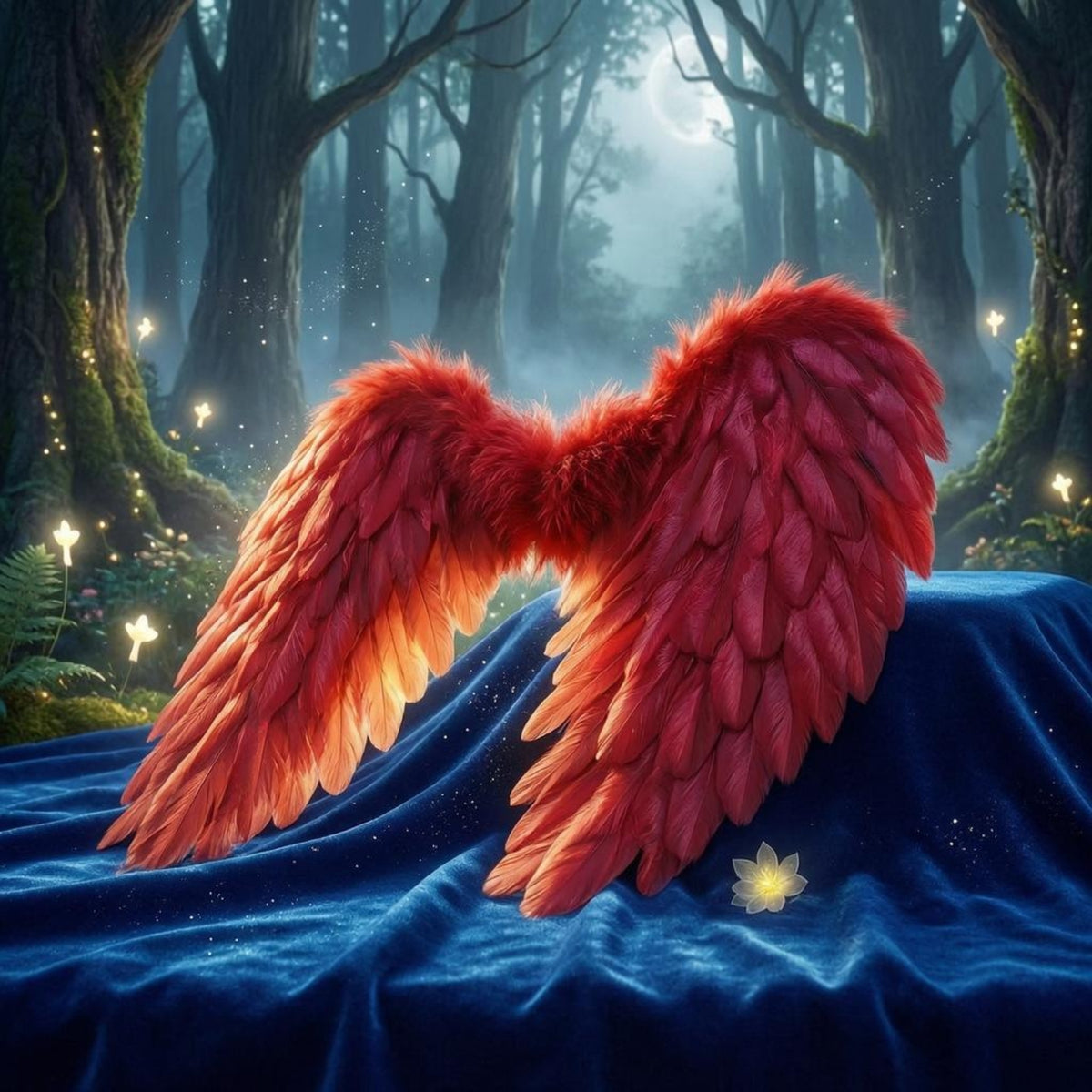 Handmade Red Angel Wings Feathered Downward Angel Wings Easy Wear Wing Set Elastic Straps