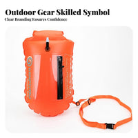 Transparent Pocket Rectangular Swim Buoy Orange Two-Compartment-Chamber Buoy High Visibility Tow Buoy Dry Bag Bright Color