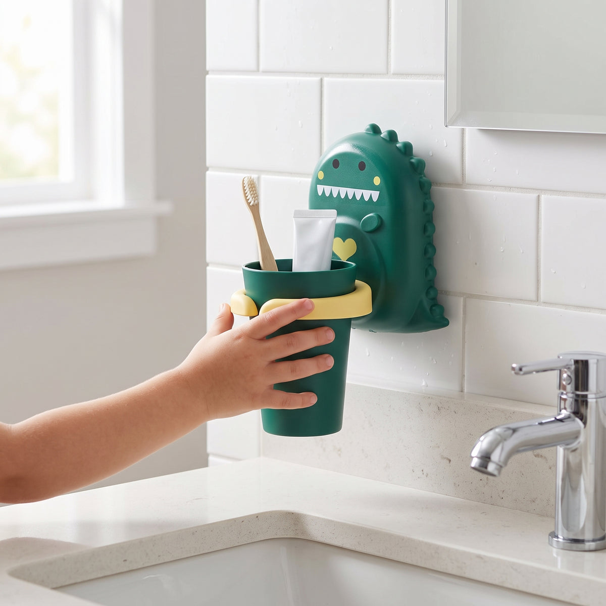 Wall-Mounted Bathroom Storage Organizer Shelf with Hair Dryer Holder and Towel Rack Set