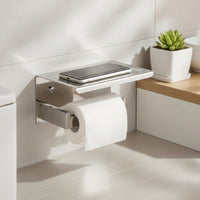 Wall-Mounted Bathroom Tissue Holder with Shelf Space-Saving Bathroom Tissue Holder with Shelf Bathroom Accessory