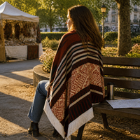 Ethnic Style Tassel Poncho Shawl for Travel and Warmth