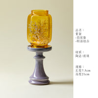 里作原创故宫红玻璃手绘烛台新中式禅意蜡烛摆件茶室中古风氛围灯