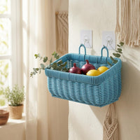 Wall-Mounted Storage Basket Rectangular Wall-Mounted Organizer Basket Easy Installation Space-Saving for Kitchen