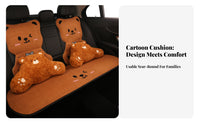 All-Season Cartoon Bear Car Seat Cushion Anti-Slip Cute Car Seat Cover Universal Fit for Children, Young Adults, SUVs, Road Trips